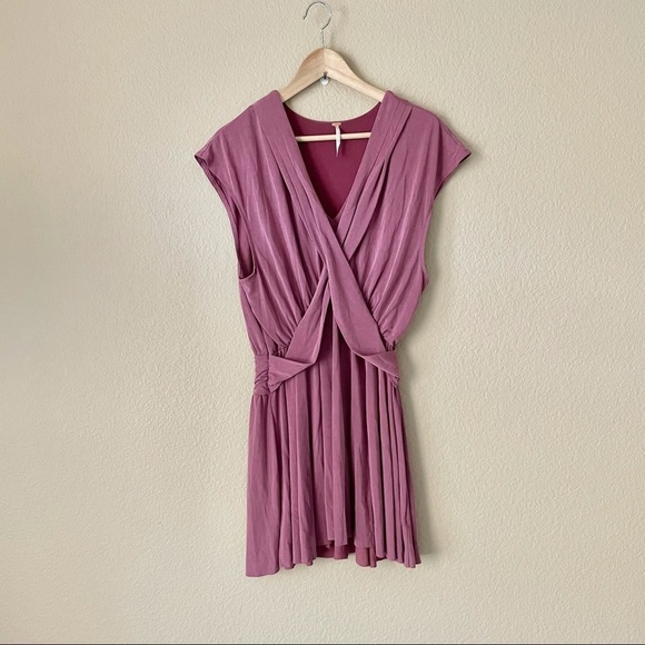 Free People Criss Cross veck mulberry Cupro Dress - Picture 3 of 5